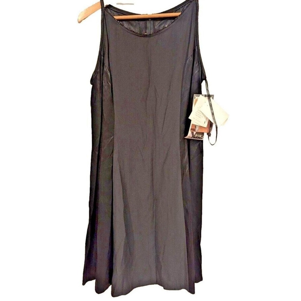 Jessica McClintock Gunne Sax 90s Black Minimalist Shift Dress VTG 90 Deadstock